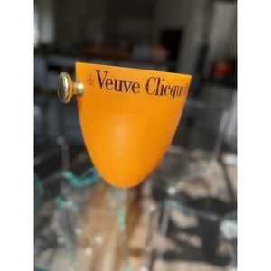 Vintage Veuve Clicquot Champagne Orange Acrylic Ice Bucket Cooler Gold Knob